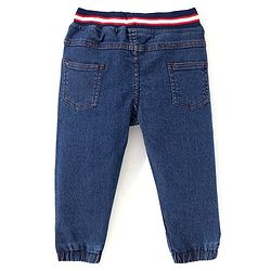 Babyhug Denim Full Length Ribbed Waist  Washed  Jogger - Dark Blue