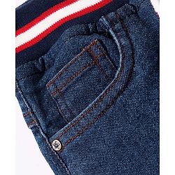 Babyhug Denim Full Length Ribbed Waist  Washed  Jogger - Dark Blue
