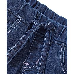 Babyhug Denim Full Length Joggers with Stretch- Dark Blue
