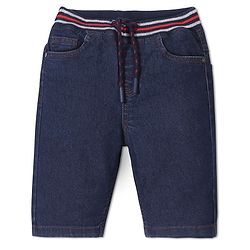 Babyhug Denim Knee Length Ribbed Waist Jamaican - Dark Blue