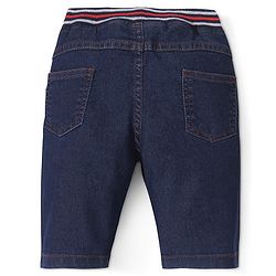 Babyhug Denim Knee Length Ribbed Waist Jamaican - Dark Blue