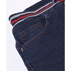 Babyhug Denim Knee Length Ribbed Waist Jamaican - Dark Blue