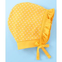 Babyhug 100% Cotton Caps Floral Print Pack of 2 - White & Yellow