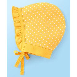 Babyhug 100% Cotton Caps Floral Print Pack of 2 - White & Yellow
