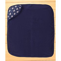 Babyhug Terry Knit Hooded Towel & Wrappers Teddy Print L 76 x B 76 cm - Blue
