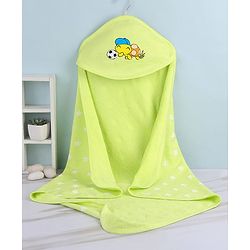 Babyhug Terry Cotton Knit Two Layer Towel with Hood Star Print L 76.2 x B 76.2 cm - Green
