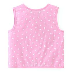 Babyhug 100% Cotton Woven Sleeveless Jhabla Heart Print Pack of 3 - Pink & White