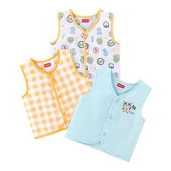Babyhug 100% Cotton Poplin Woven Sleeveless Jhabla Checks & Badge Print Pack Of 3 - Multicolor