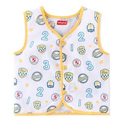 Babyhug 100% Cotton Poplin Woven Sleeveless Jhabla Checks & Badge Print Pack Of 3 - Multicolor