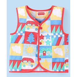 Babyhug 100% Cotton Sleeveless Front Open Jhabla Camp Theme Print Pack Of 3 - Yellow & White