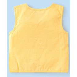 Babyhug 100% Cotton Sleeveless Front Open Jhabla Camp Theme Print Pack Of 3 - Yellow & White