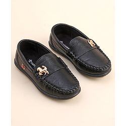 Cute Walk by Babyhug Slip On Loafer Shoes with Horse Applique- Black