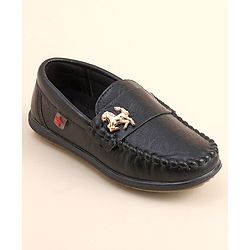 Cute Walk by Babyhug Slip On Loafer Shoes with Horse Applique- Black