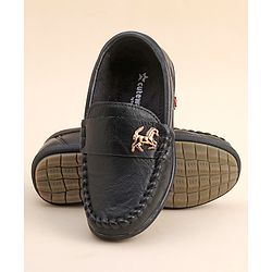 Cute Walk by Babyhug Slip On Loafer Shoes with Horse Applique- Black