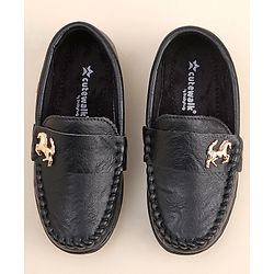 Cute Walk by Babyhug Slip On Loafer Shoes with Horse Applique- Black