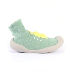 Cute Walk by Babyhug Solid Color Socks Shoe with Caterpillar Design - Green