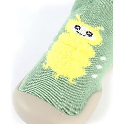 Cute Walk by Babyhug Solid Color Socks Shoe with Caterpillar Design - Green