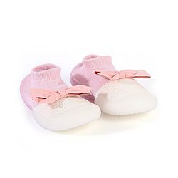 Cute Walk by Babyhug Sock Shoes with Bow- Pink