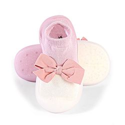 Cute Walk by Babyhug Sock Shoes with Bow- Pink