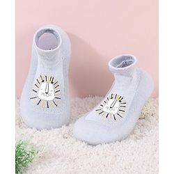 Cute Walk by Babyhug Slip On Sock Shoes Teddy Design- Blue