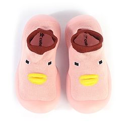 Cute Walk by Babyhug Sock Shoes Animal Design- Pink