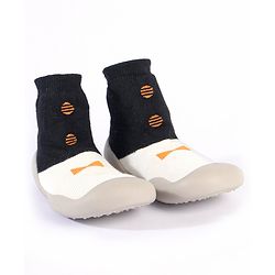 Cute Walk by Babyhug Slip On Sock Shoes Bow Design- Black Yellow & White