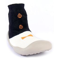 Cute Walk by Babyhug Slip On Sock Shoes Bow Design- Black Yellow & White
