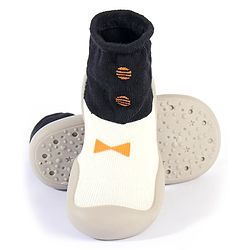Cute Walk by Babyhug Slip On Sock Shoes Bow Design- Black Yellow & White