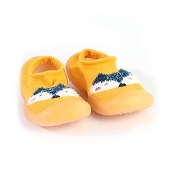 Cute Walk by Babyhug Solid Color Socks Shoe with Fox Design - Yellow