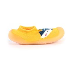Cute Walk by Babyhug Solid Color Socks Shoe with Fox Design - Yellow