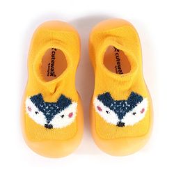 Cute Walk by Babyhug Solid Color Socks Shoe with Fox Design - Yellow