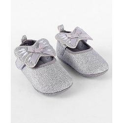 Cute Walk by Babyhug Booties Bow Applique - Silver