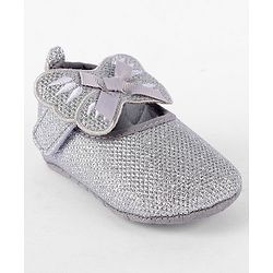 Cute Walk by Babyhug Booties Bow Applique - Silver