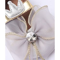 Cute Walk by Babyhug Party Wear Booties Studded Bow Applique - Sliver