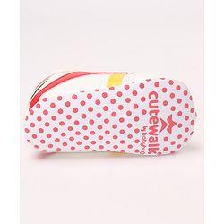 Cute Walk by Babyhug Slip On Booties with Stripes Design & Lace Closure - White