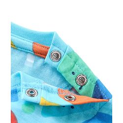 Babyhug Single Jersey Knit Half Sleeves T-Shirt & Denim Shorts Set With Geometrical Shapes Print - Blue