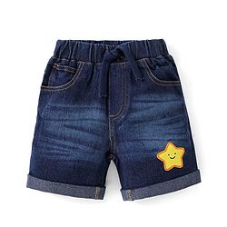 Babyhug Single Jersey Knit Half Sleeves T-Shirt & Denim Shorts Set With Geometrical Shapes Print - Blue