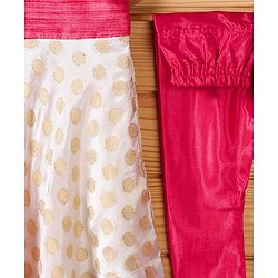 Babyhug Sleeveless Kurti & Churidar Set With Dupatta - Pink