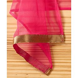 Babyhug Sleeveless Kurti & Churidar Set With Dupatta - Pink
