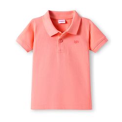 Babyhug 100% Cotton Knit Half Sleeves Solid Colour Polo T-Shirt - Peach
