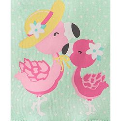 Babyhug 100% Cotton Knit Frill Sleeves Flamingo Printed Frock Style Onesie - Green