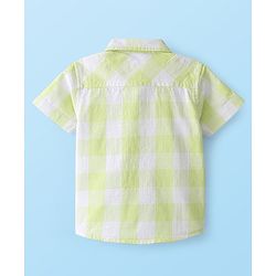 Babyhug 100% Cotton Woven Half Sleeve Regular Collar One Pocket Checked Shirt - Yellow