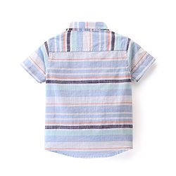 Babyhug 100% Cotton Woven Half Sleeves Regular Collar Stripe Shirt- Multicolour