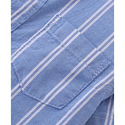 Babyhug 100% Cotton Woven Half Sleeves Mandarin Collar Stripe Shirt- Blue