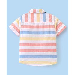 Babyhug 100% Cotton Woven Half Sleeves Regular Collar Stripe Shirt- Multicolour