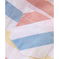 Babyhug 100% Cotton Woven Half Sleeves Regular Collar Stripe Shirt- Multicolour