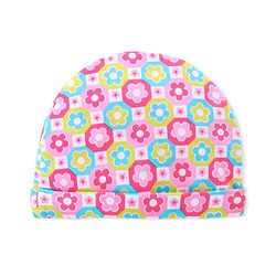 Babyhug 100% Cotton Knitted Cap Mittens & Booties with Floral Print- Pink
