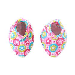 Babyhug 100% Cotton Knitted Cap Mittens & Booties with Floral Print- Pink
