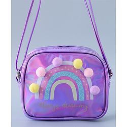 Babyhug Sling Bag with Rainbow Print and Soft Buttons - Purple