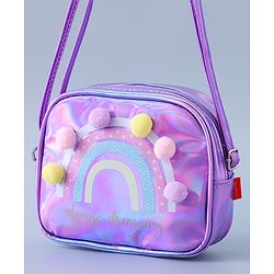 Babyhug Sling Bag with Rainbow Print and Soft Buttons - Purple